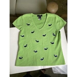 Mercer & Madison Green Whale Embroidered Knit Top – Size L